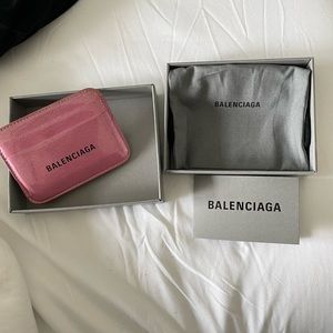 Balenciaga CARD HOLDER IN PINK sparkling leather